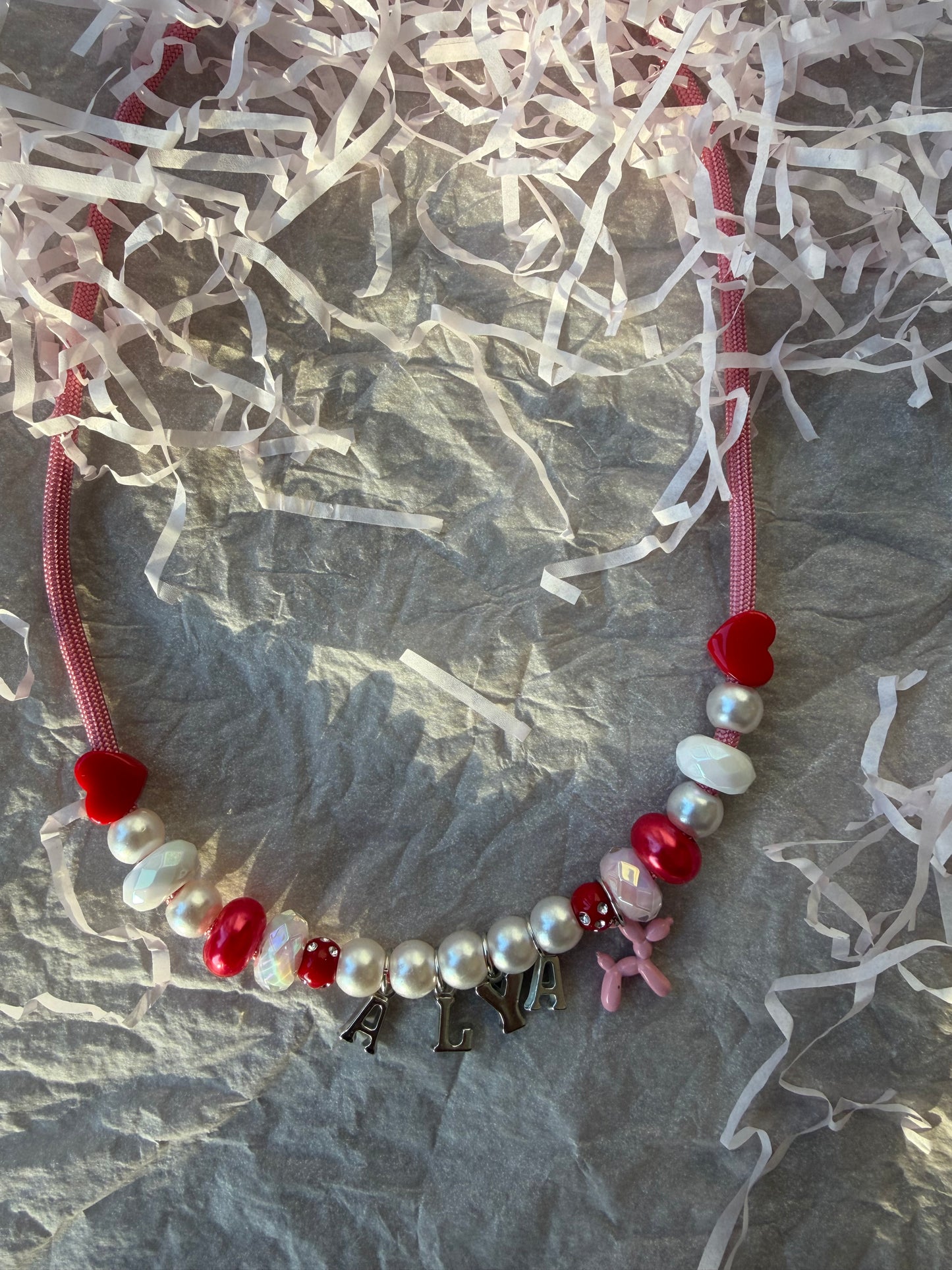 Valentines Pet Collar (Hanging name Beads)