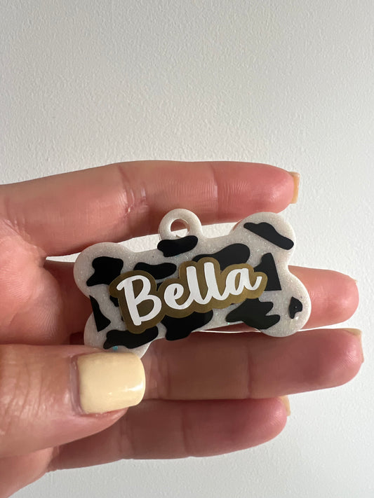 Cow Print Pet Tag
