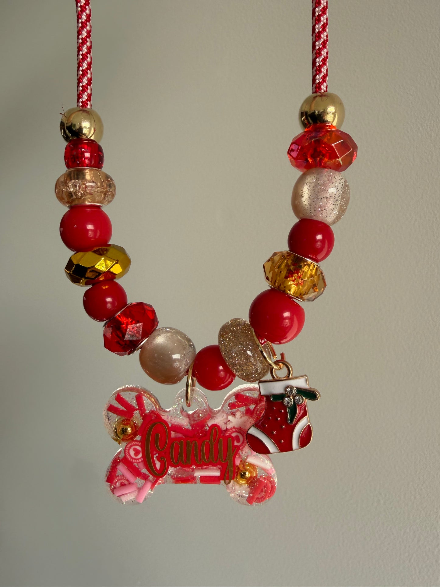 Christmas Pet Collar (Candy cane rope)