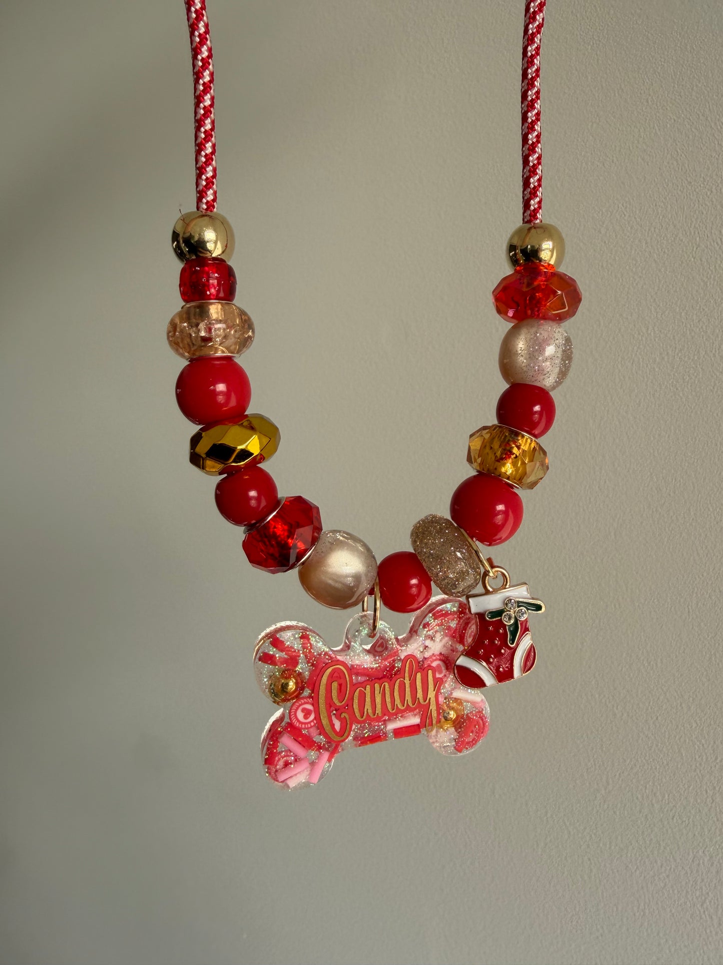 Christmas Pet Collar (Candy cane rope)