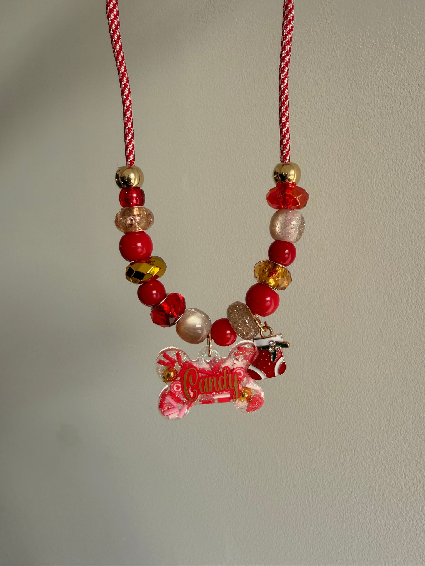 Christmas Pet Collar (Candy cane rope)