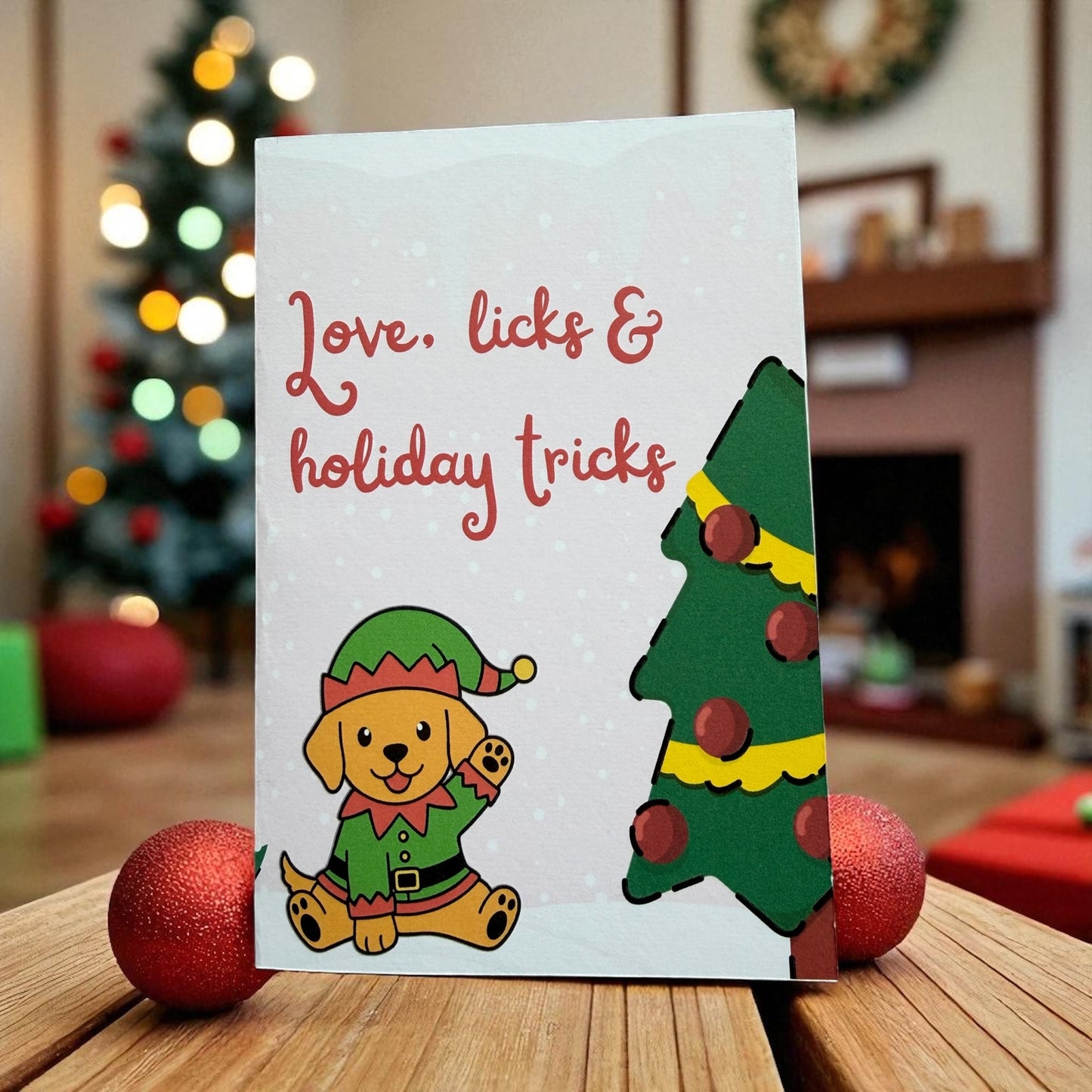 Christmas Card " Love, licks & holiday tricks"